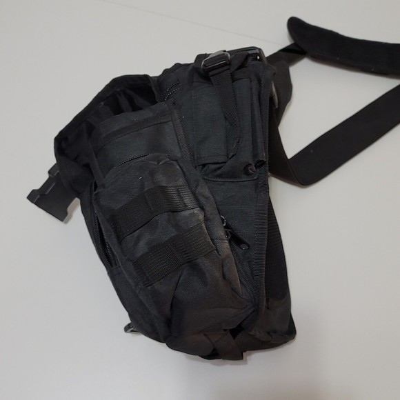 Tactical MOLLE Hipster Sling Cross Body Bag Conceal Messenger Black Travel Pack - Picture 5 of 11